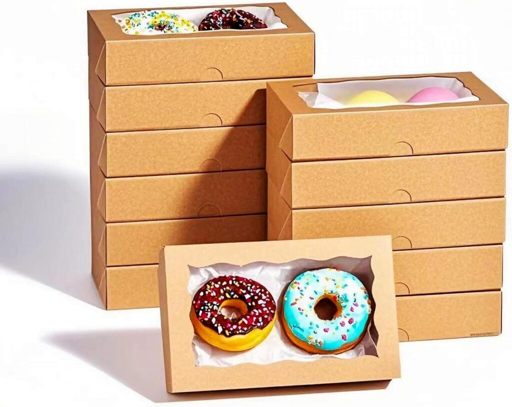 20PCS 7x4.3x1.5 Inch Brown Cookie Boxes with Window Bakery Boxes for Chocolate Truffle, Orec,Pastry Dount, Browine Soap &Treat Boxes for Party Favors Wedding Christmas Valentine's