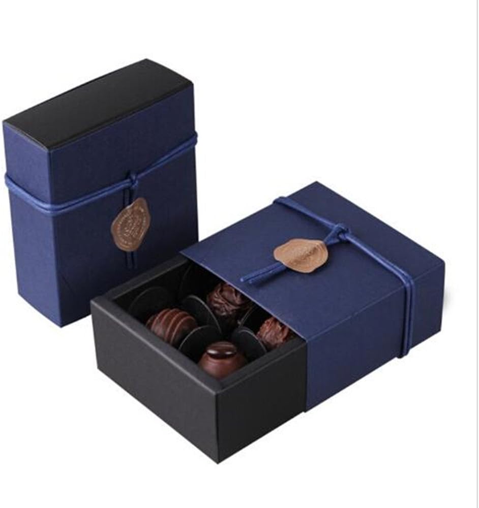 4 Cavity Chocolate Gift Packaging Box Wedding Party Paper Favor Boxes-Set of 10 (4 Cavity Blue)