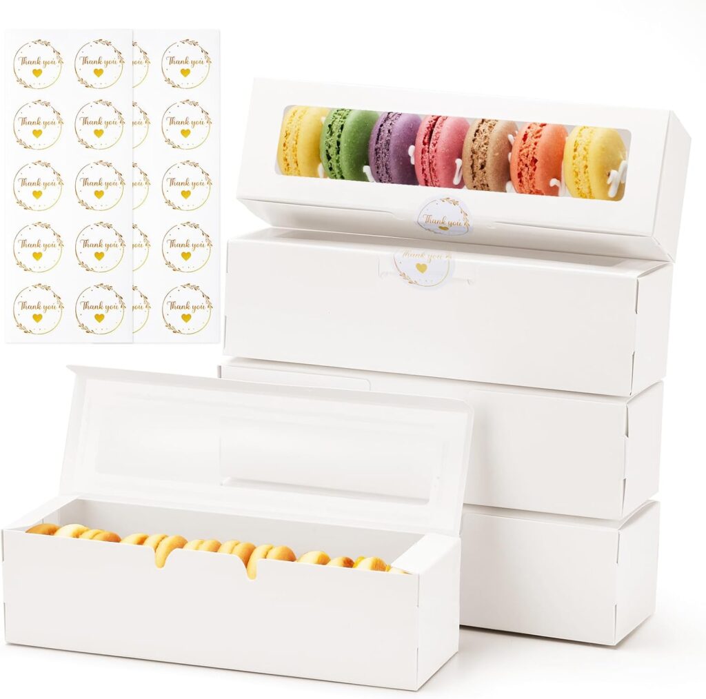 Macaron Boxes with Window, Pack of 20, 7.3x2x2in, Each Holds 6-8 PCS