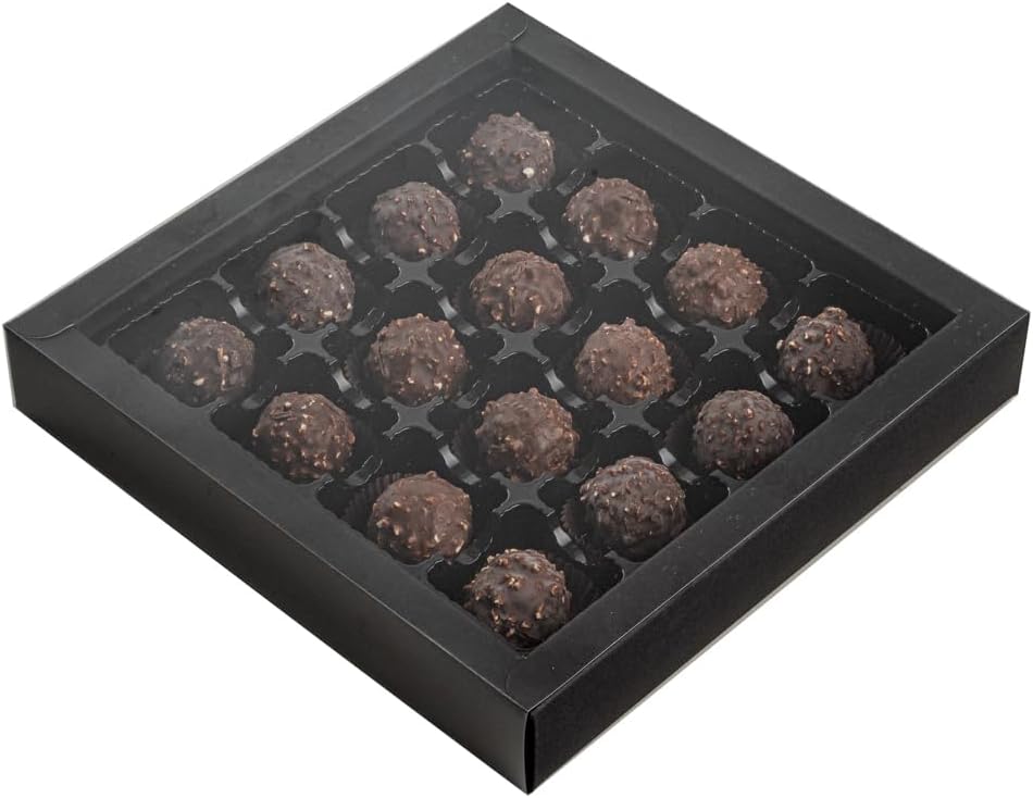 Restaurantware Square Black Paper Candy Chocolate Boxes, 9.1 In, 10 Pack