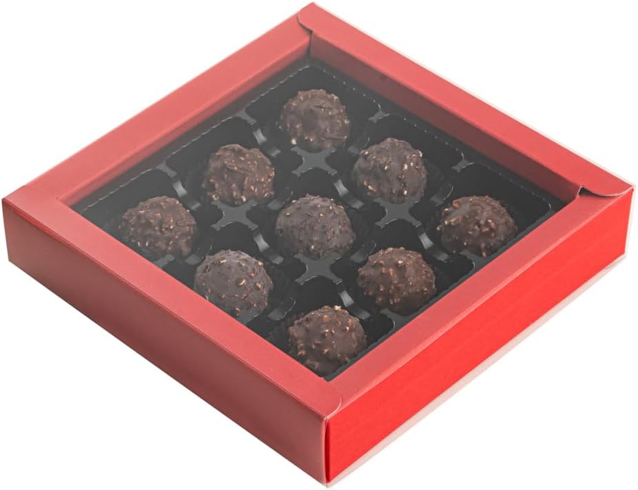 Restaurantware Square Red Paper Candy Chocolate Boxes, 7.3 In, 10 Pack