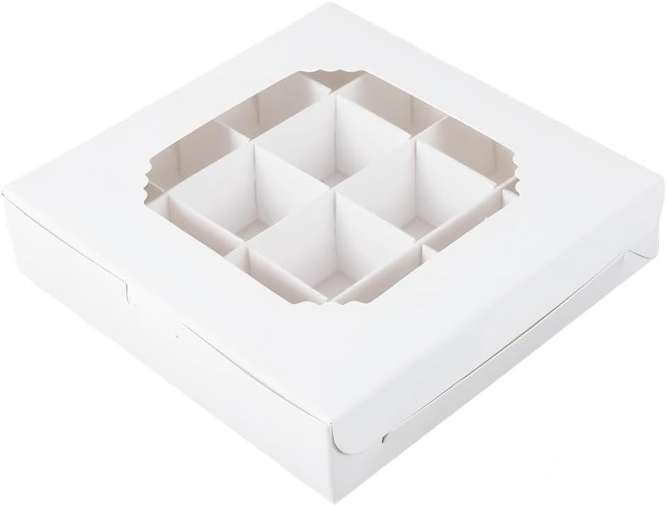 Sweet Boxes with Window & Dividers, 20 Pack Mithai Gift Boxes