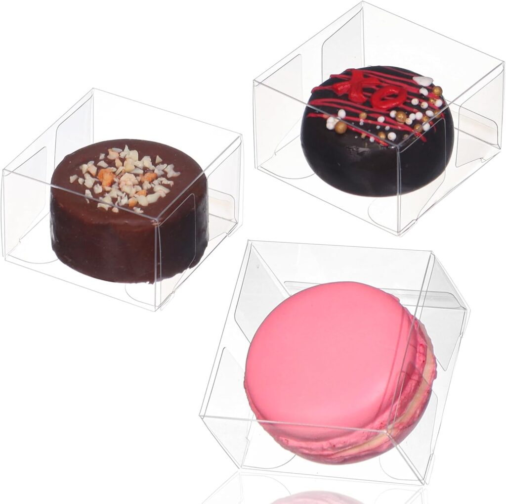 TEMLQPACK 50Pack 2.17x2.17x1.38 Inch Single Boxes for Chocolate Covered Oreos, Macarons,Brownie, S'Mores, Candy. Small Gift Boxes for Wedding, Bridal Shower, Birthday Party Favors
