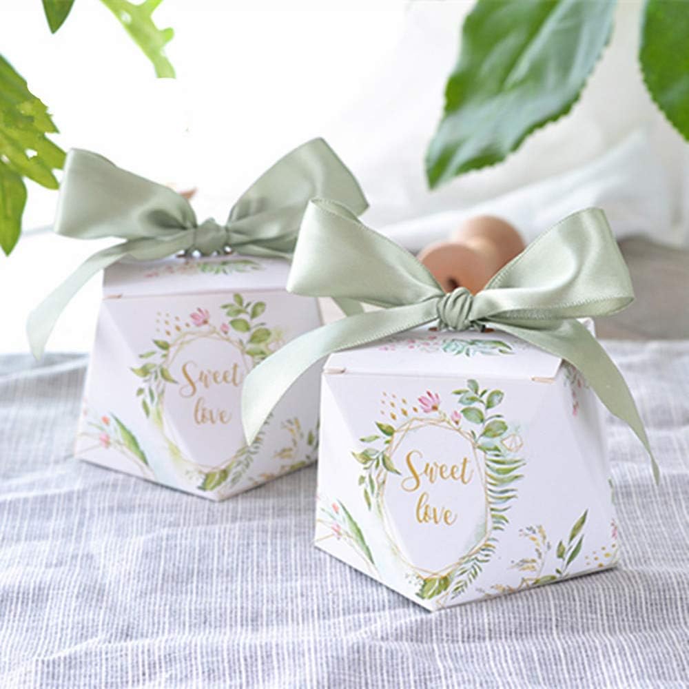 lovecabin Diamond Shape Green Forest Style Candy Boxes Wedding Favors Bomboniere Paper Party Chocolate Gift box 50pcs Christmas decorations thanks