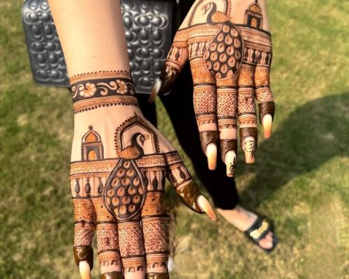 Peacock design mehndi art by Gupta Creation